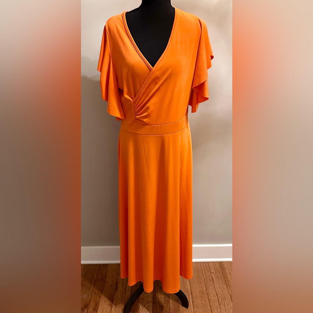 Elegant Orange Wrap Dress